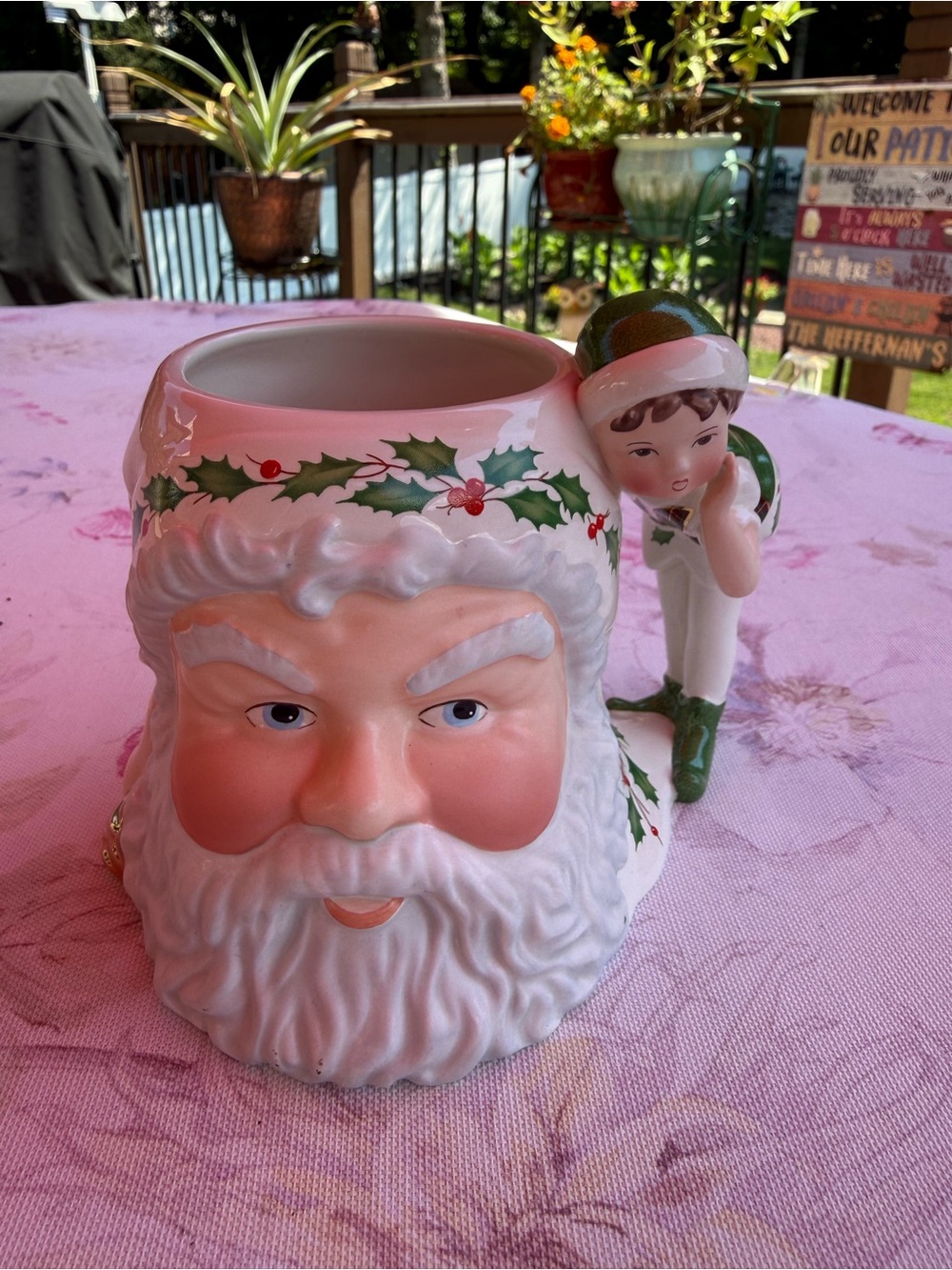 Lenox Santa Face Mug with Elf Handle - White, Green, Red